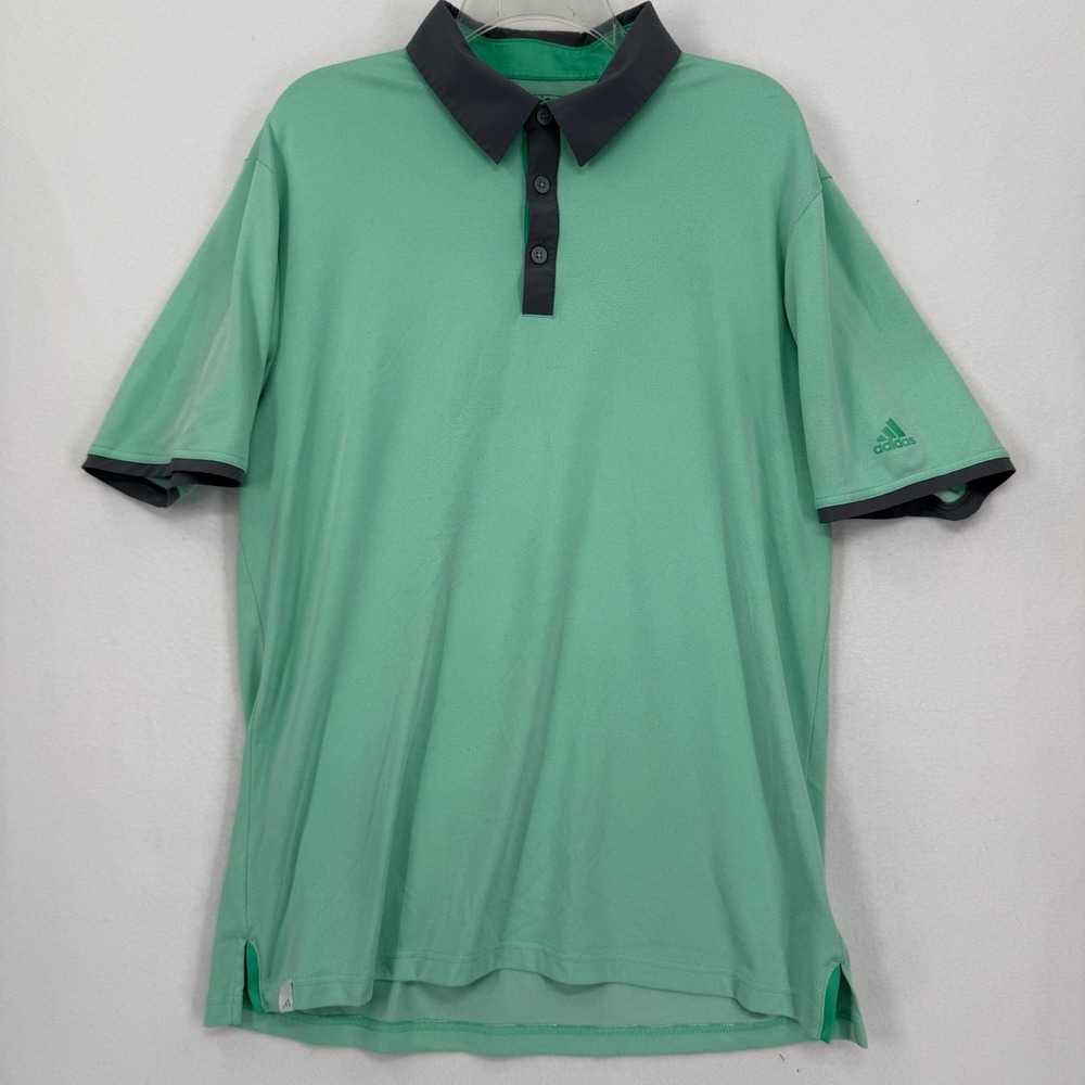 Adidas Polo Shirt Mens Large Green ClimaCool Golf Short Sleeve‎ Stretch B87734